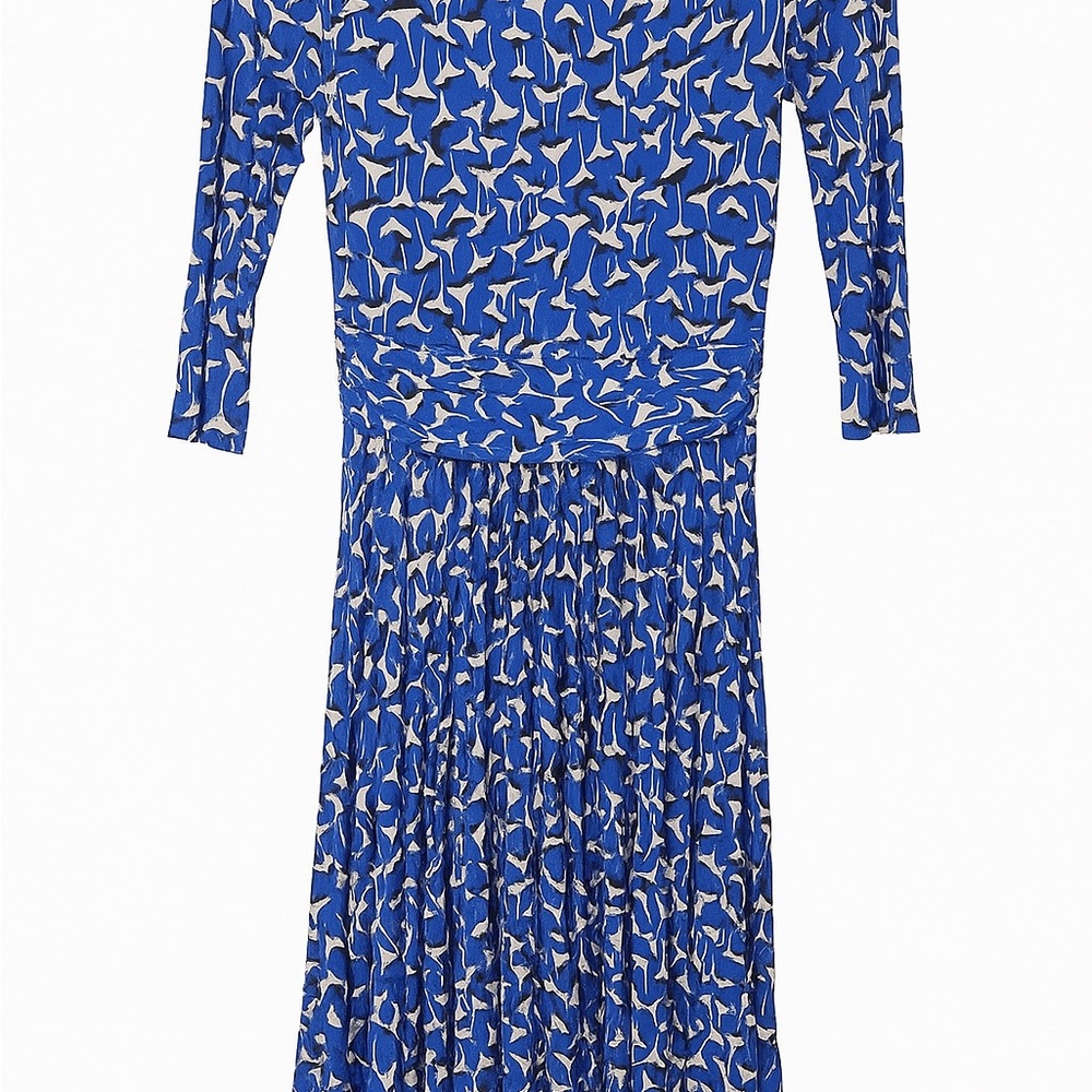 Boden Blue and White Long Sleeve Dress